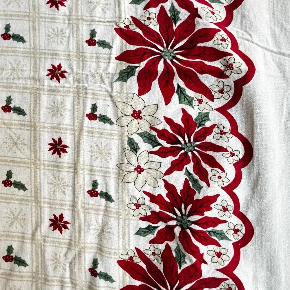 Martha Stewart cotton Christmas tablecloth farmhouse cottage style rectangle